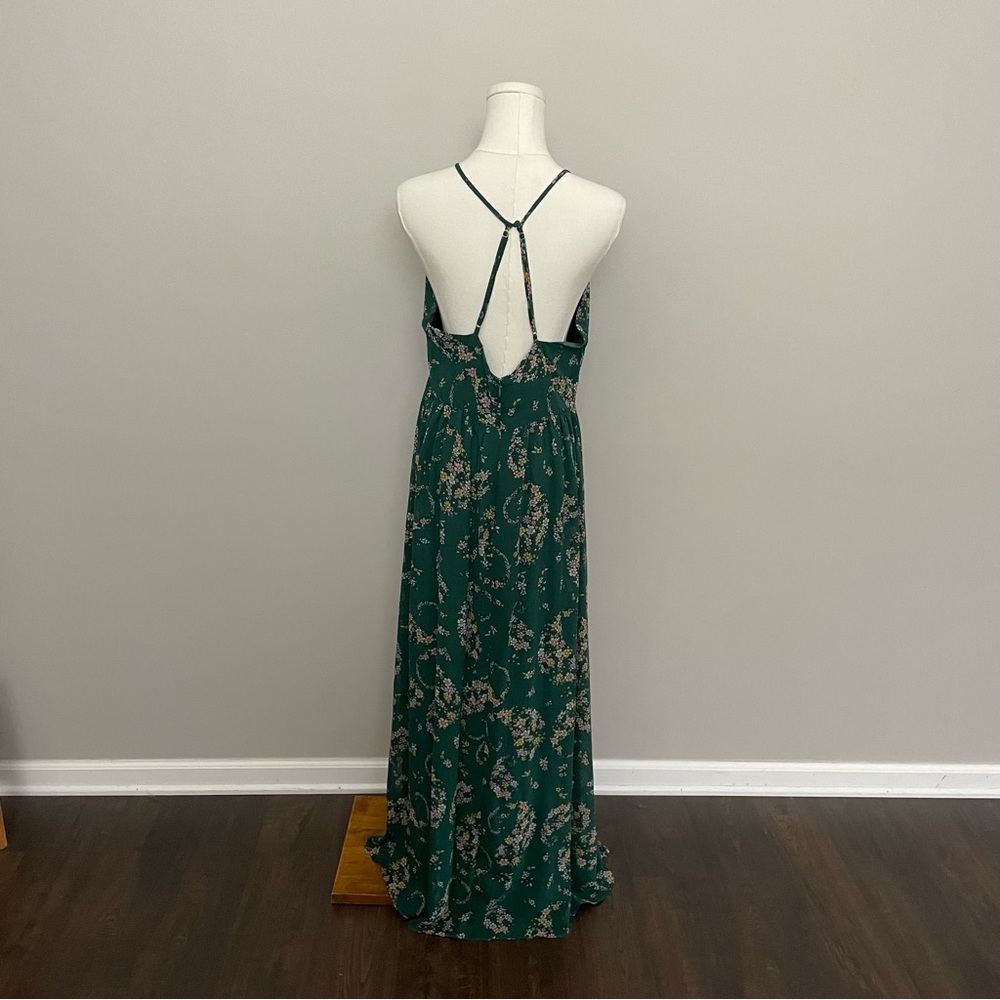 Laundry by Shelli Segal Dress Maxi Floral Surplice Racerback Lined Green Pink - Picture 7 of 14